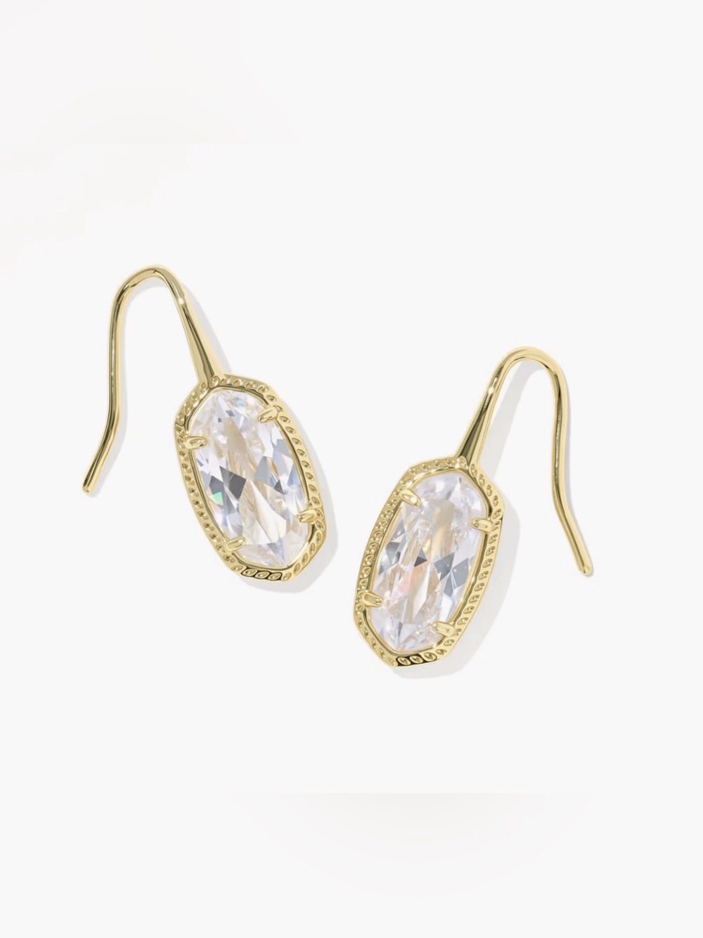 Kendra Scott Lee Luxe Gold White Crystal Drop Earrings